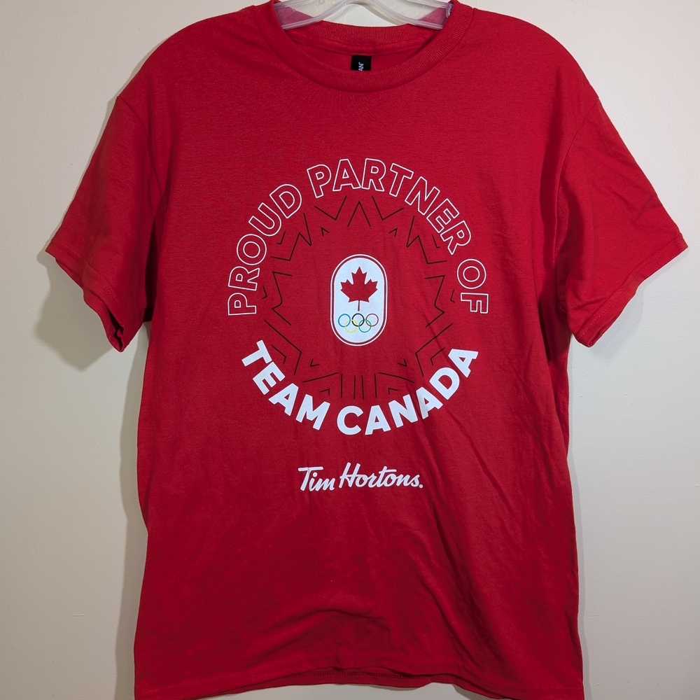 Tim Hortons Team Canada Proud Partner Graphic Tee Red Size Medium